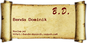 Benda Dominik névjegykártya